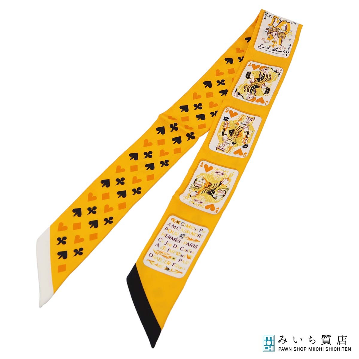 一六銀行 HERMES エルメス ツイロバート・エドワード・リー Jeu De Cartes ユダの手紙 カルツ 加留多柄 絹地100 黄み k745 みいち質店