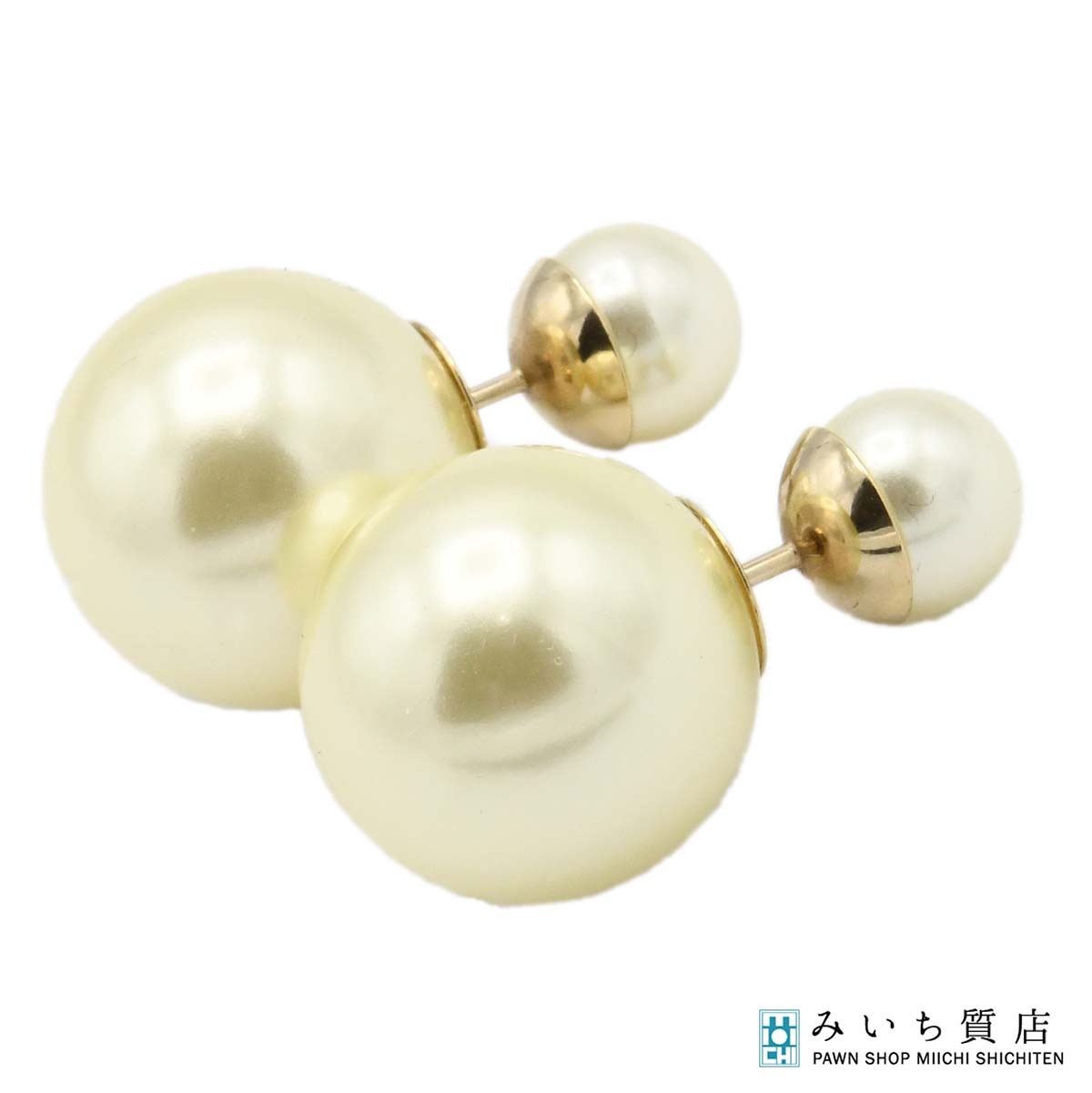 楽天市場】美品 ディオール Dior パール フープピアス ゴールド