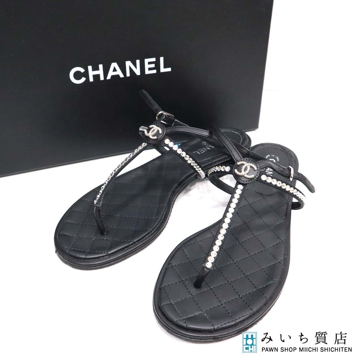 一六銀行 CHANEL シャネル サンダル ココマーク 生産ライン石ころ 同盟罷工さあ美 大きさ36/23糎 黒いこと 箱 H23399 みいち質店