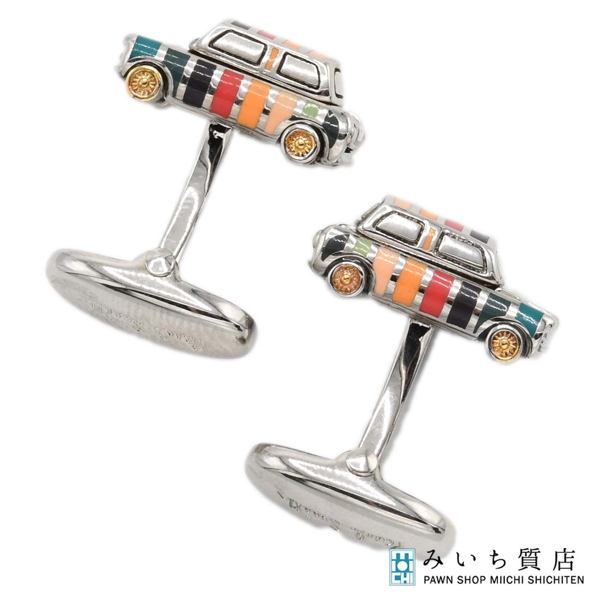 一六銀行 Paul Smith 極点スミス 折り返し 車 ミニクーパー マルチ色合い 服飾小物 箱有 26k442-2 みいち質店