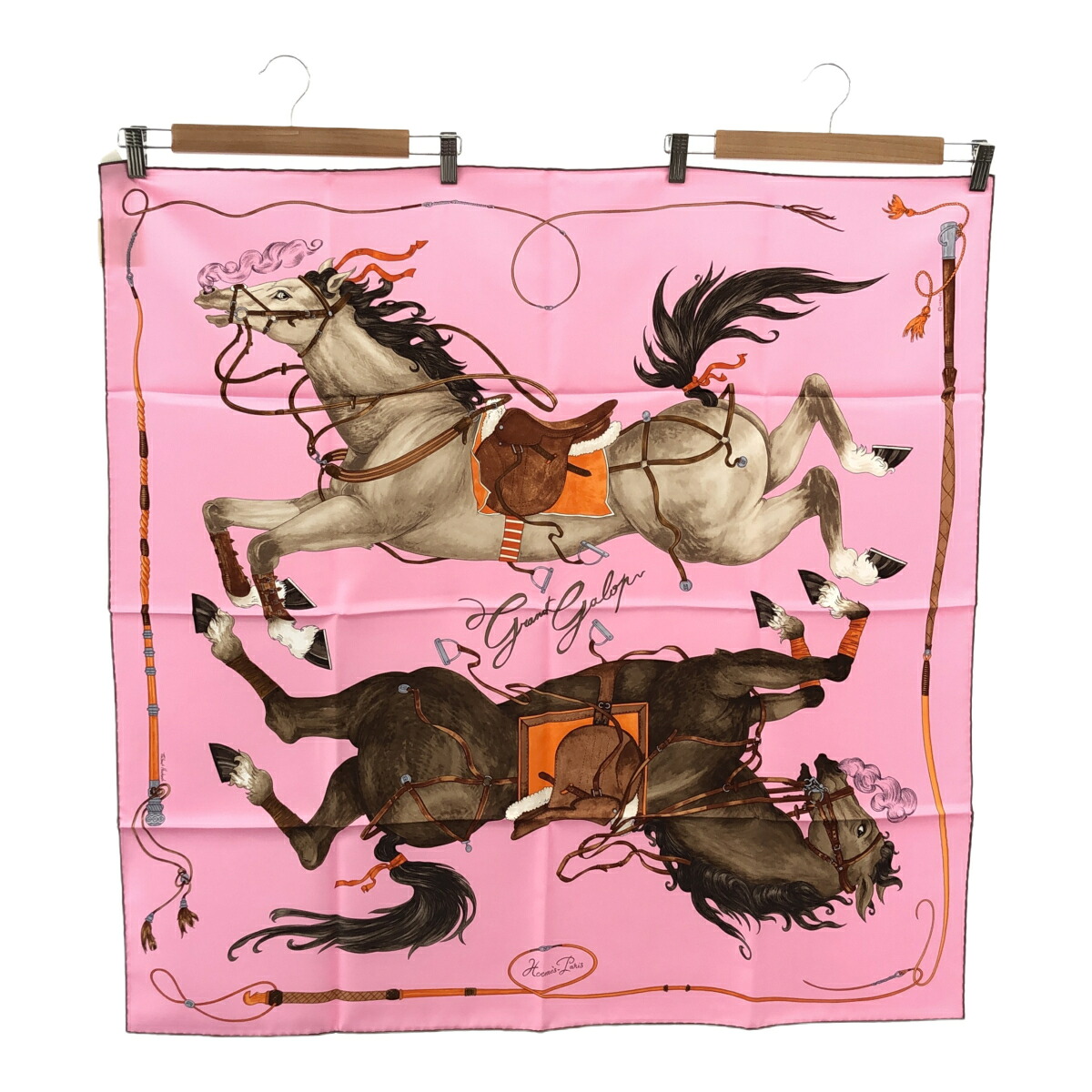 一六銀行 未当てはめる HERMES エルメス カレ90 Grand Galop グラン・ギャロップ 2026春夏 絹地100 えり巻き サクラ色 H23711 みいち質店