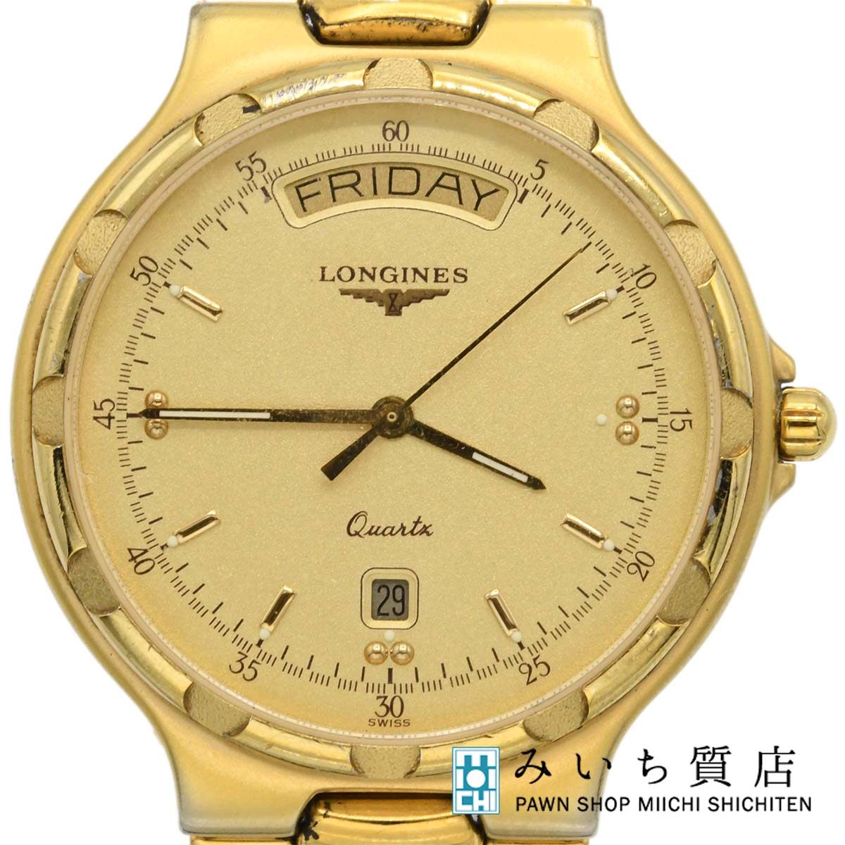 一六銀行 ウオッチ 機能 LONGINES ロンジン L1 615 2 石英 ゴールド色文字記号盤 2026.5蓄電池取り替えっこ済 箱 H4428 みいち質店