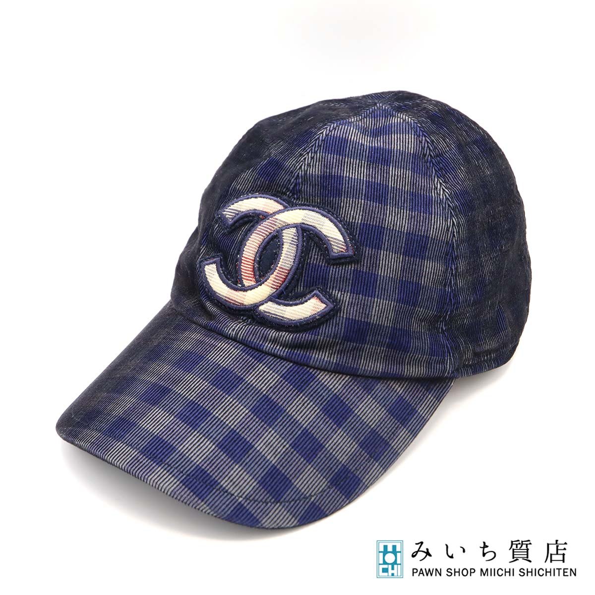一六銀行 CHANEL シャネル 旗がしら 鳥打ち帽 ココマーク 照合のしるし柄 米国海軍 M大きさ 綿織物100％ 26k537-2 みいち質店