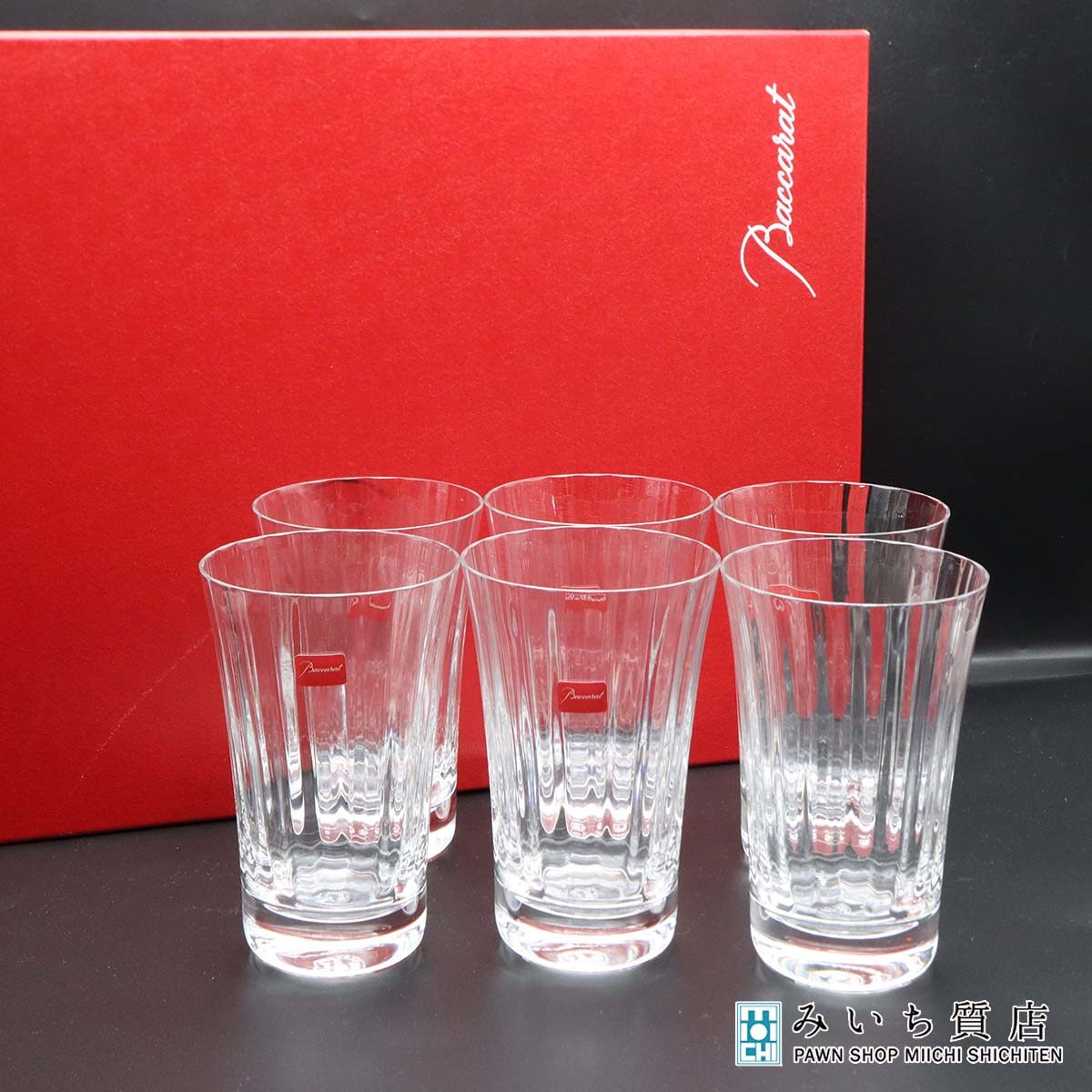 一六銀行 Baccarat バカラ ミルニュイ ハイボール水呑み ロング水呑み タンプラー 6客書き割り 箱あり 食器 26k552-5 みいち質店