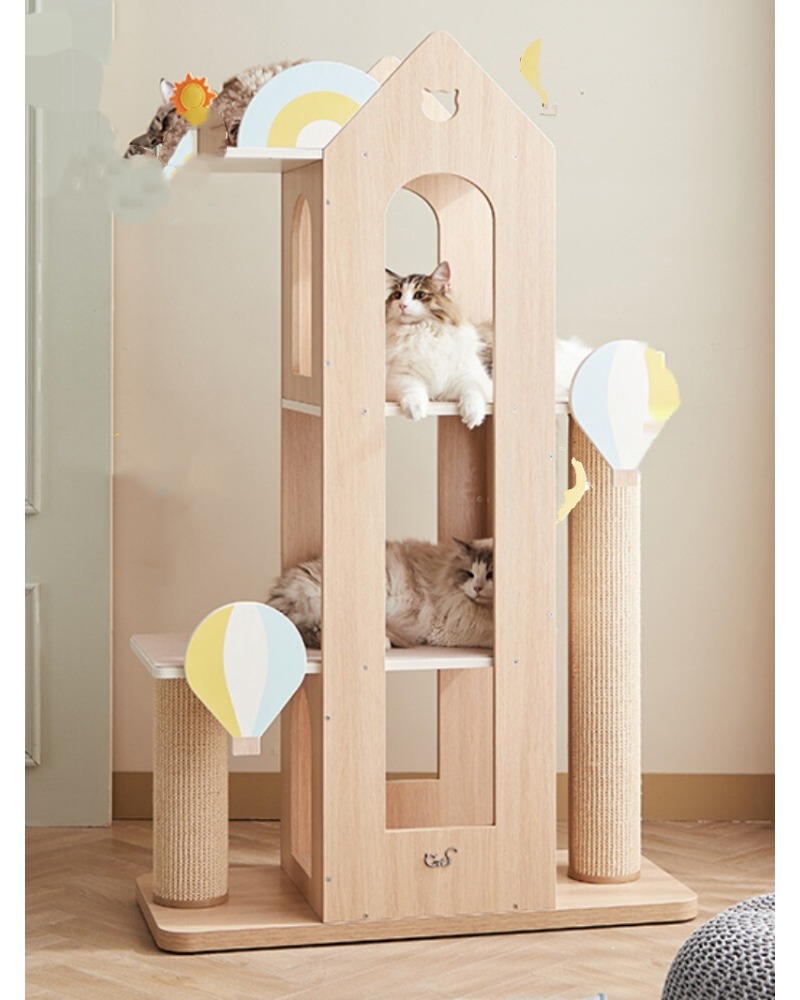 ＼継続期間押さえるP5倍／生まれながら木木製キャットタワ熱軽気球ひな形爪とぎ付多役立つこと猫住み家室内用猫調度品旅する人となり続きもの