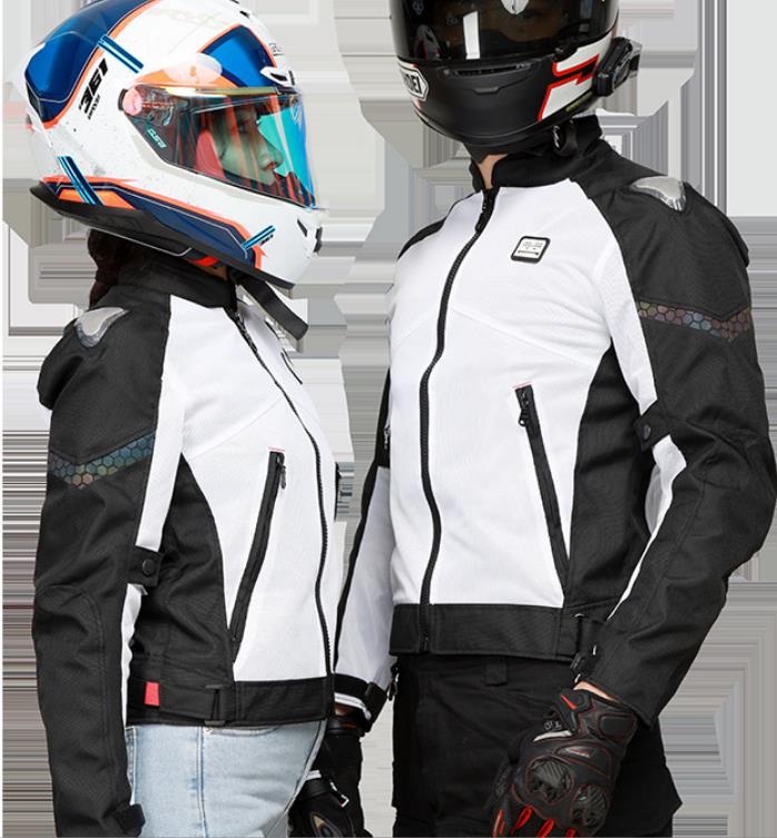 バイクジャケット メンズ 夏 レディース メッシュジャケット 黒白色 プロテクター装備 ライダースウェア 3シーズン バイクウェア 軽量 耐磨 春夏秋 メッシュ シルバー 送料無料