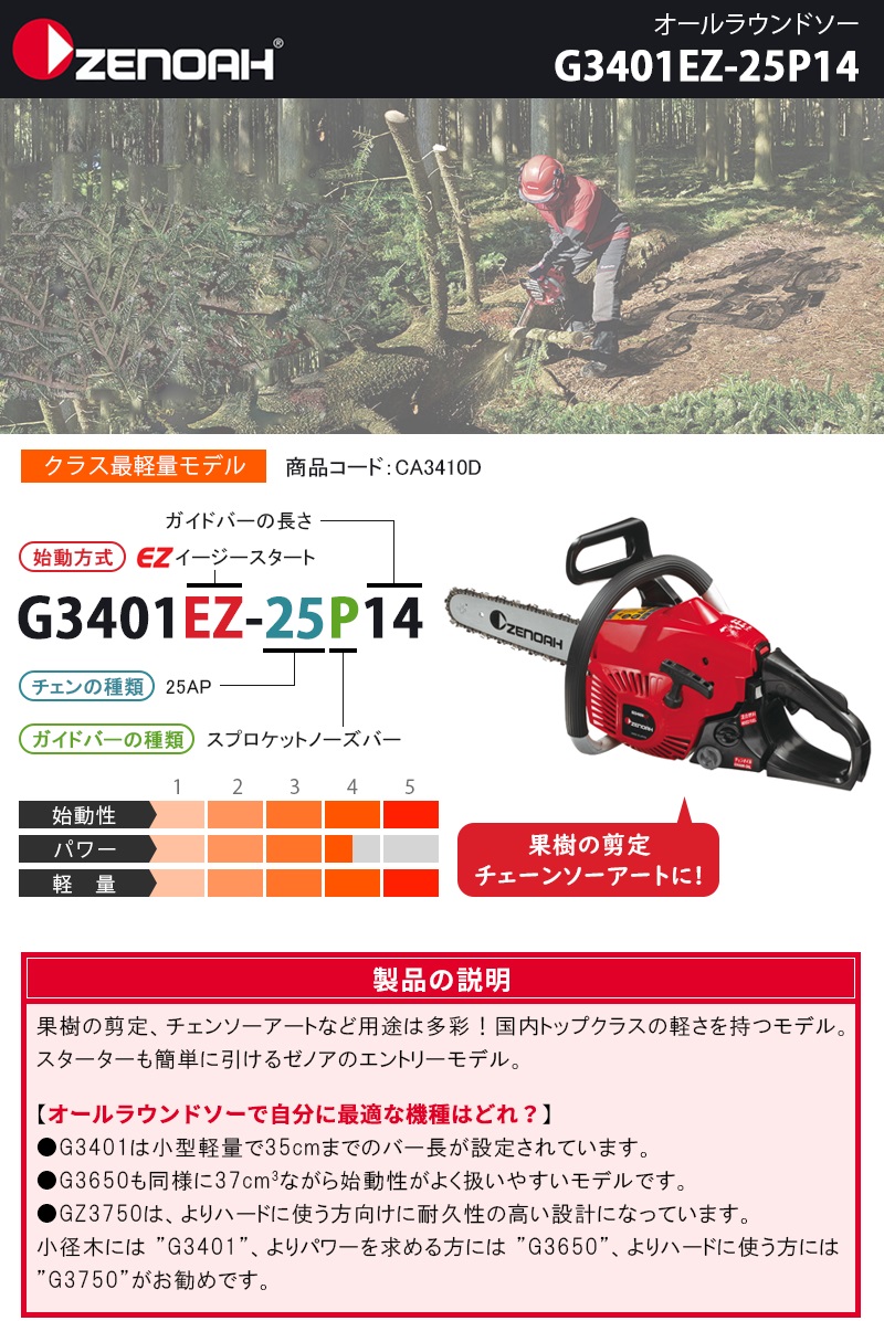 ゼノア エンジン式チェンソー GZ360EZ-25P14 耳栓 | www
