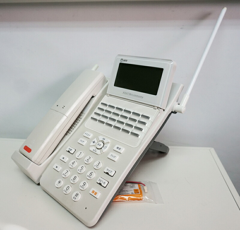 【中古】子機欠け有りの為特価品【動作確認済・クリーニング済】NTT製 αN1／αA1用 A1-(24)CCLSTEL-(1)(W) 24ボタンスターカールコードレス電話機 白 A1-24CCLSTEL