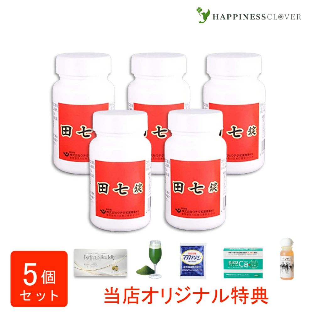 【選べるおまけ付き】【5個セット】田七錠 300錠&times;5箱でんしち ウチダ和漢薬｜HAPPINESS CLOVER サプリ・美容