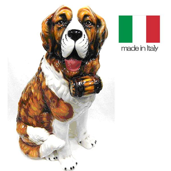 【イタリア製】セントバーナード　置き物　オブジェ　等身大　陶器　犬 イタリア製】セントバーナード 置き物 オブジェ 等身大 陶器 犬