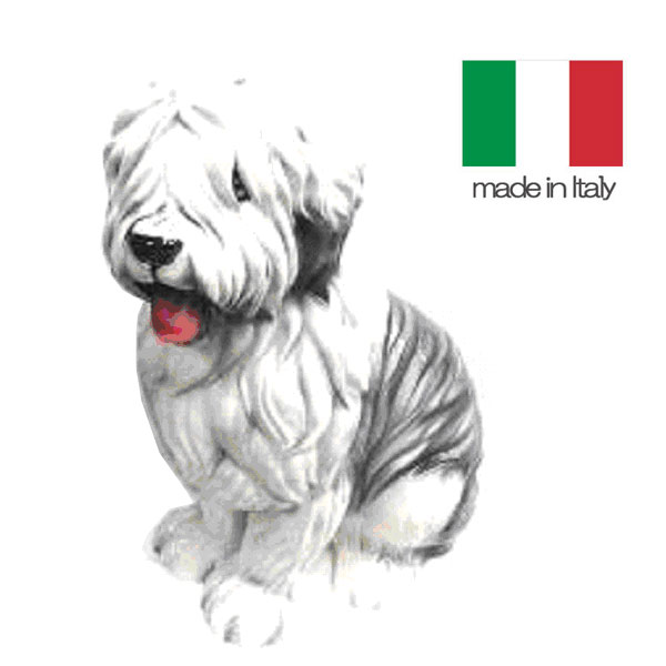 イタリア製 陶器 置物 犬 ボブテール 送料無料 輸入家具 QSM-220 K5