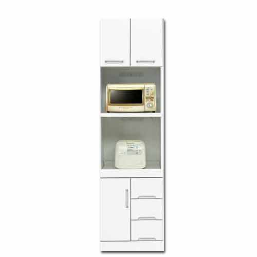 レンジ台 白家具 鏡面 食器棚 レンジボード 日本製 一本立ち完成品 キッチンボード 幅50cm 高さ180cm モイス付き SOK m004-csl-hr50 QOG-80 開梱設置配送 31,031円