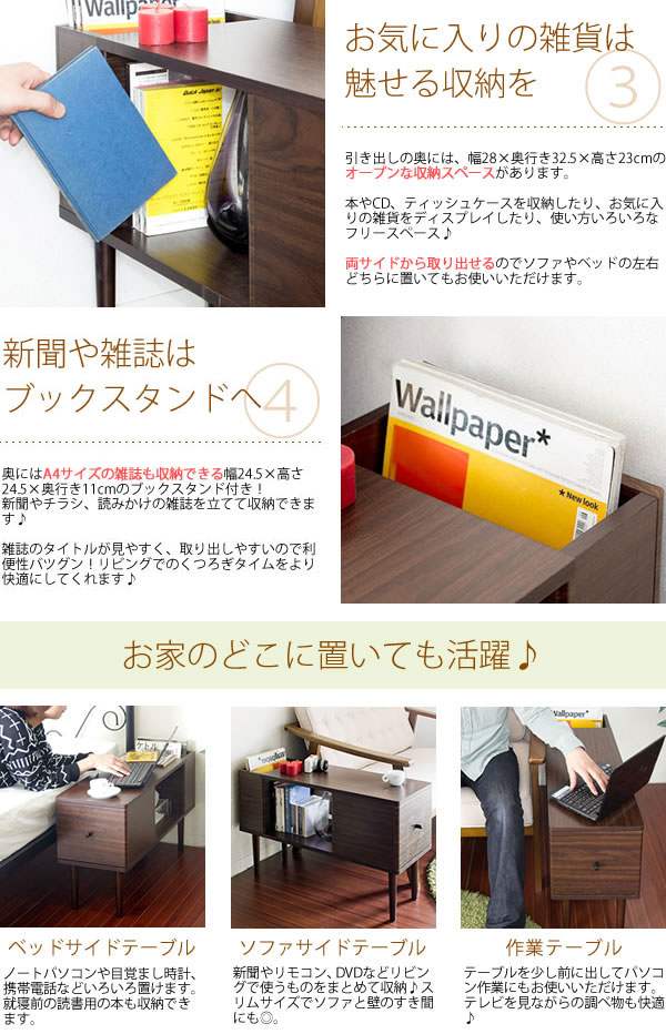 美しい 楽天市場 サイドテーブルのみ 幅28cm 木目 収納家具 引き出し 魅せる収納 ブックスタンド ミニテーブル リビングテーブル ブラウン おしゃれ かっこいい スタイリッシュ かわいい 北欧風 カフェ風 机 つくえ 送料無料 Qsm 140 Jg クレセント 輸入家具