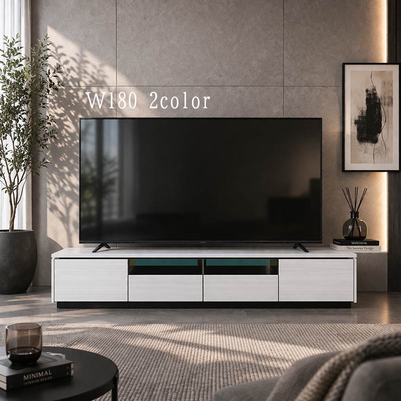 テレビ台 180cm 完成品 ローボード テレビボード 白 黒 鏡面 艶 収納 引き出し 新生活 引っ越し リビング 新築 祝い ギフト コンセント付き モダン スタイリッシュ おしゃれ 隠す収納 SOK QOG-60｜クレセント家具＆マットレス