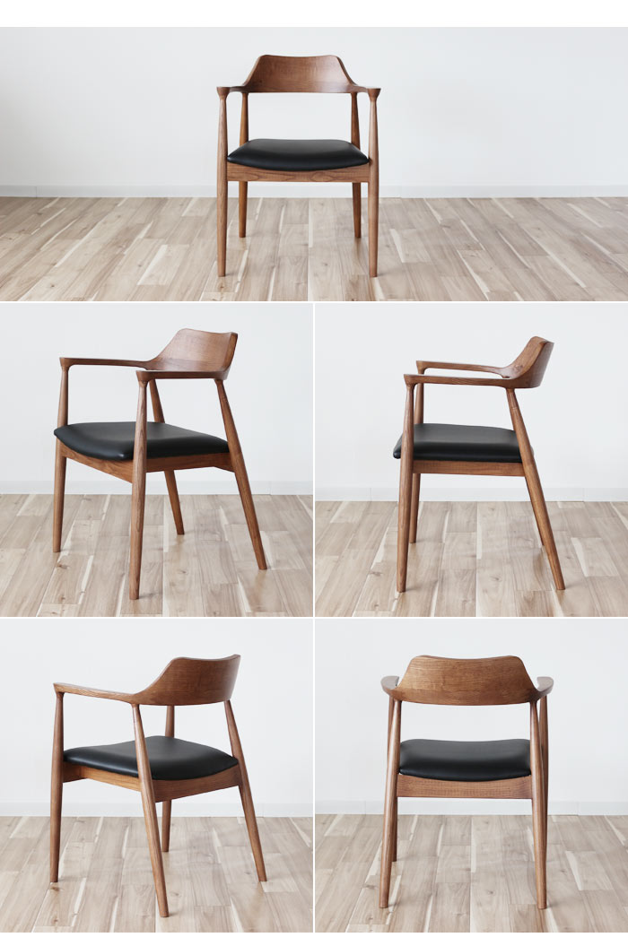 【楽天市場】アームチェア 肘掛け椅子 椅子 デザイナーズ チェア ブラウン ナチュラル アッシュ材 無垢材 PVCレザーorファブリック