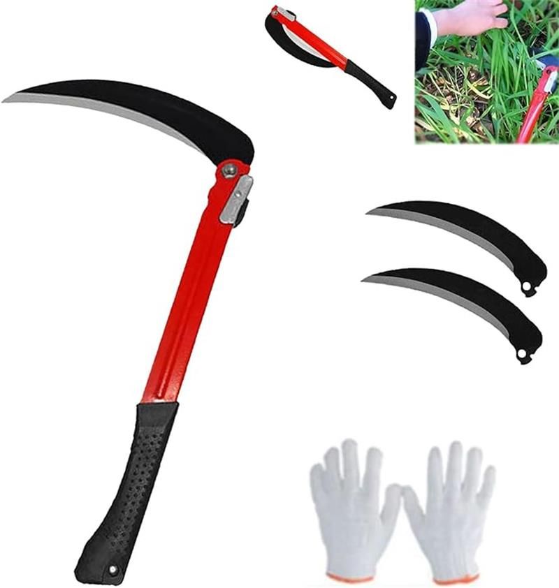 <新品>草刈り.稲刈り.雑木　高級鎌3点セット 千吉 鋸鎌 左利き 160mm 32cm 全鋼 カマ 草刈り鎌 稲刈り鎌 かま