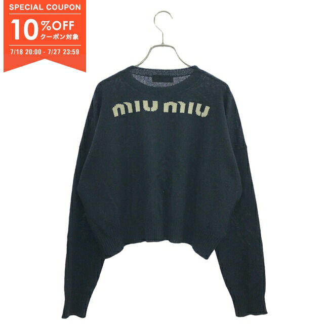 MIU MIU - ミュウミュウ 24-25SS リサイクルカシミヤ ウール ロゴパッチ ケーブルニット編み 長袖 ポロシャツ セーター トップス MMLA26 グレー 40【中古】 楽天市場】ミュウミュウ MIUMIU 24-25SS リサイクルカシミヤ
