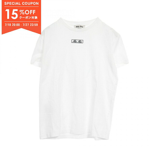 国内発送 miumiu コットン Tシャツ レース ロゴ 新作 トップス MIU MIU - miumiu 透け編みレースカットソー Tシャツライク セミ