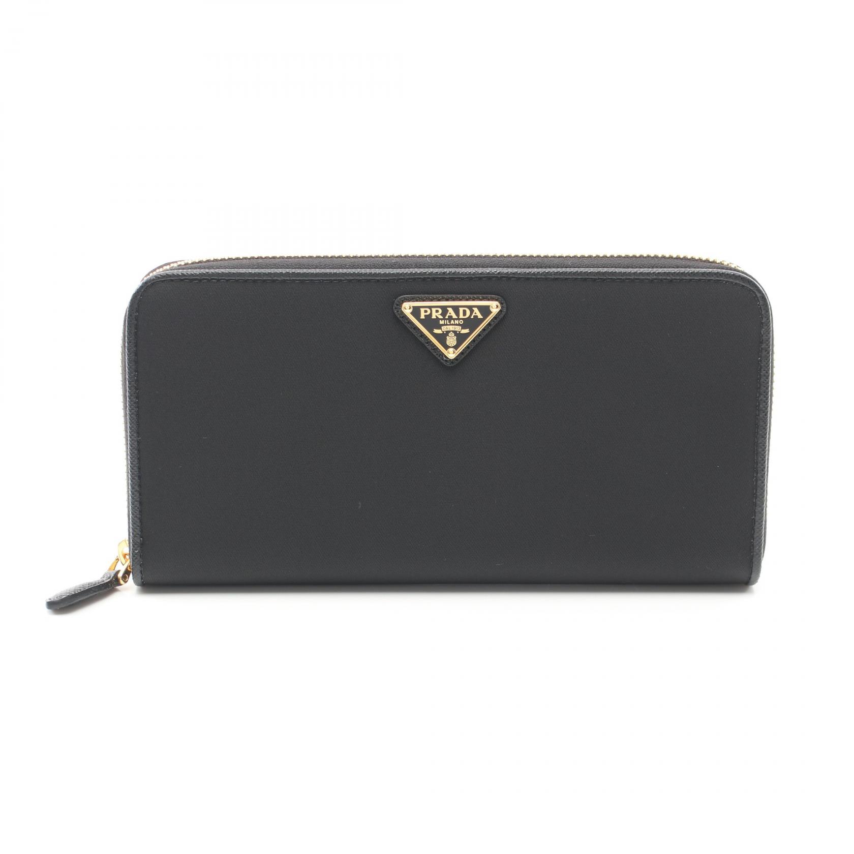 ケイコ　プラダ PRADA 長財布　サフィアーノ　レザー　黒ラウンドジップ 美品○ PRADA プラダ 長財布 ラウンドファスナー 三角ロゴ