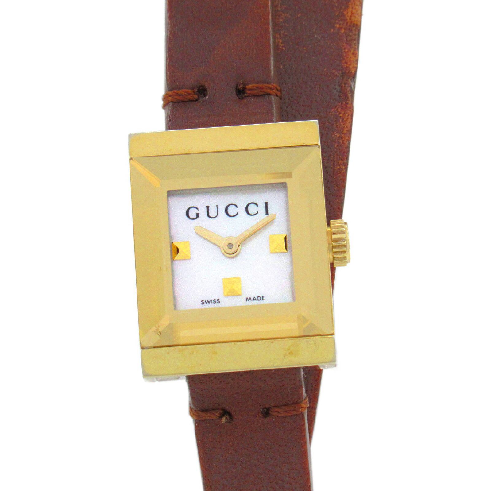 GUCCI バンデュー ブラウンレザー 時計 GUCCI GUCCI/グッチ 7200L レディースウォッチ 白文字盤