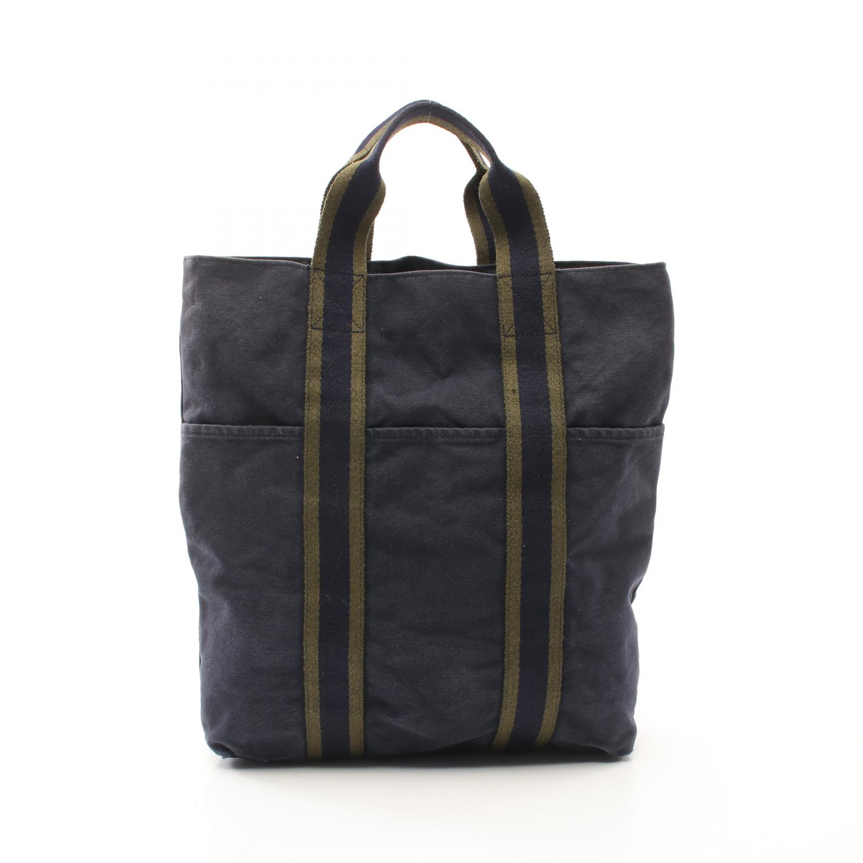 エルメス　トートバッグ　フールトゥMM　キャンバス　ストライプ　ブラック フールトゥ エルメス トートバッグ MM キャンバス ブラック