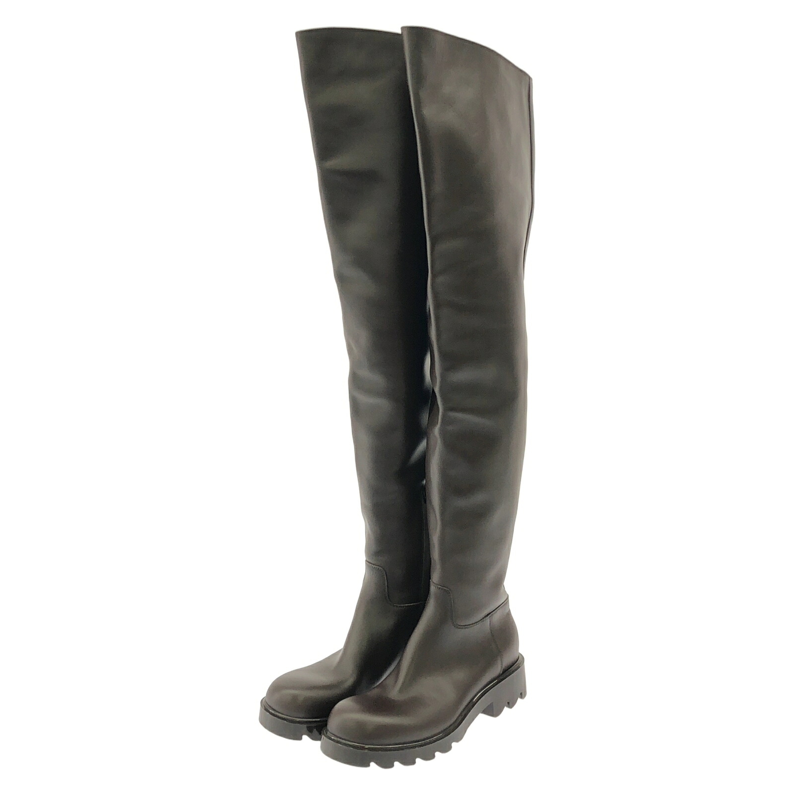 ボッテガヴェネタ BOTTEGA VENETA LUG BOOTS サイハイブーツ ブーツ 靴 レザー レディース ブラウン系 【中古】