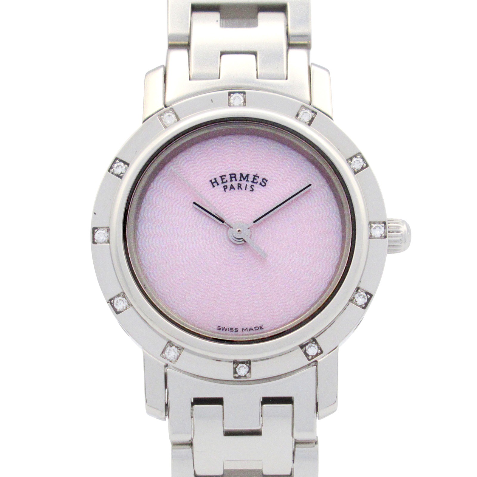 エルメス HERMES クリッパーナクレ 腕時計 SS CL4.230 ダイヤ HERMES エルメス 腕時計 クリッパーナクレ 12Pダイヤモンド CL4