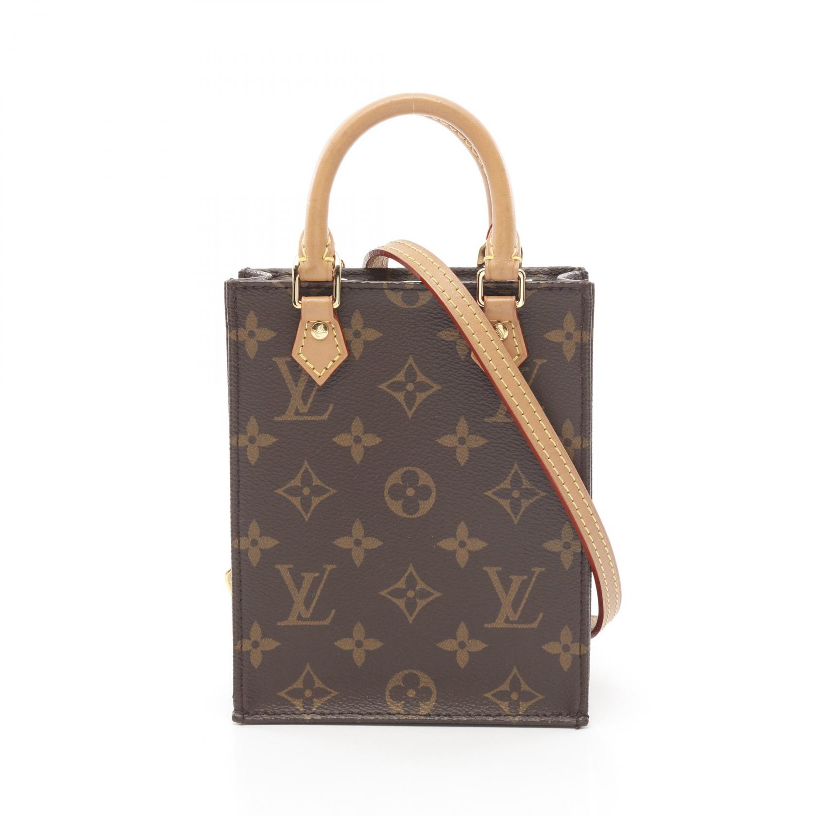 【15%OFFクーポン対象】ルイ・ヴィトン LOUIS VUITTON プティット サックプラ ハンドバッグ バッグ PVCコーティングキャンバス レザー モノグラム レディース ブラウン系 M69442 【中古】