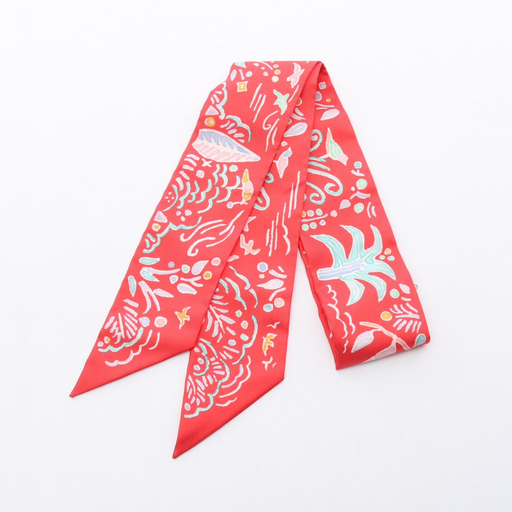 エルメス HERMES ツイリー ISOLA DI PRIMAVERA スカーフ 衣料品 シルク シルク レディース レッド系 / マルチカラー 【中古】