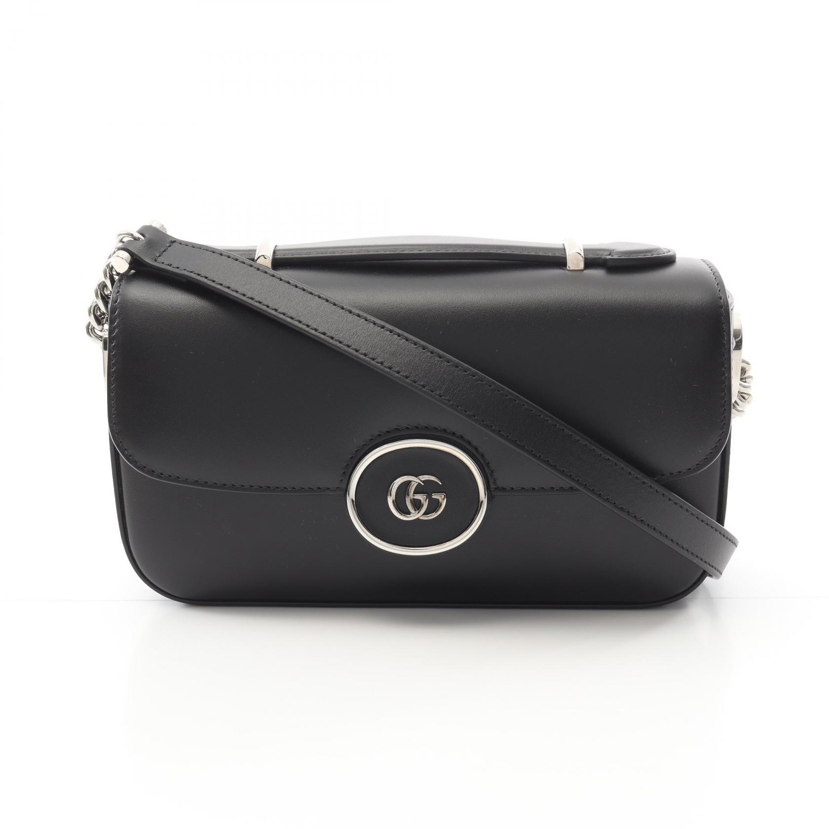《全品5%クーポン×P5倍》グッチ GUCCI ダブルG ショルダーバッグ バッグ レザー レディース ブラック系 739722 【中古】