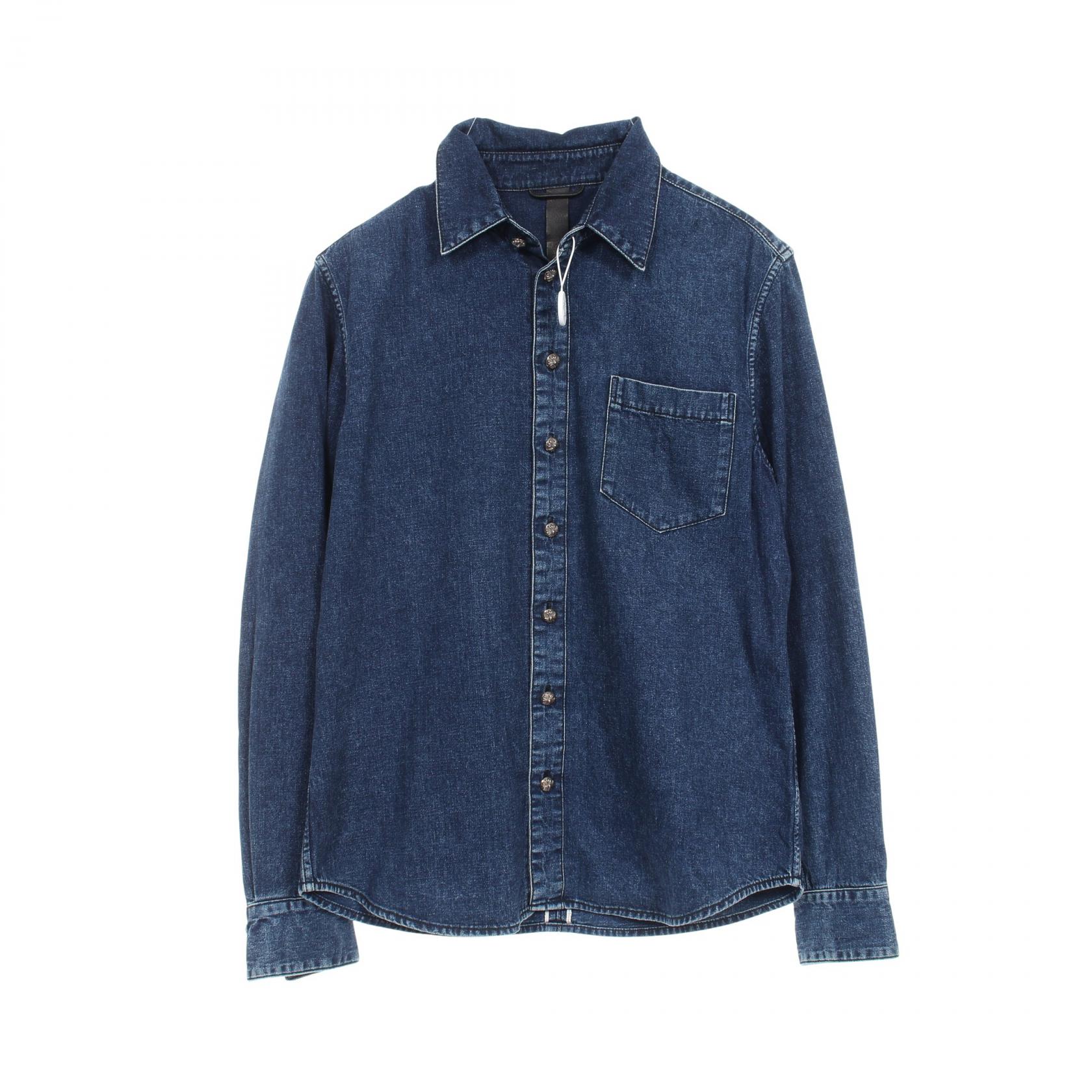 クロムハーツ CHROME HEARTS LOOSEENDS L/S クロスパッチ クロスボールボタン 衣料品 トップス コットン メンズ ネイビー系 【中古】