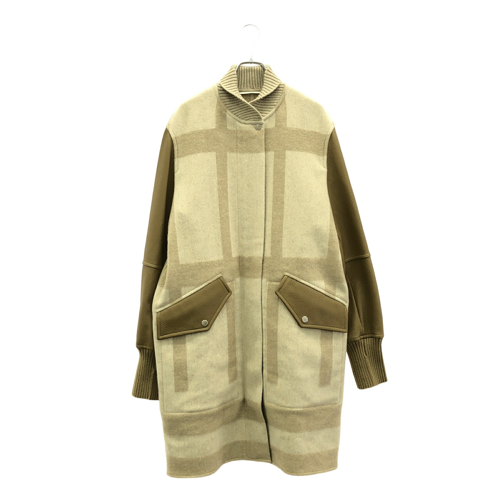 HERMES ダークブルー ベージュ コート 34 50928009-1.jpg