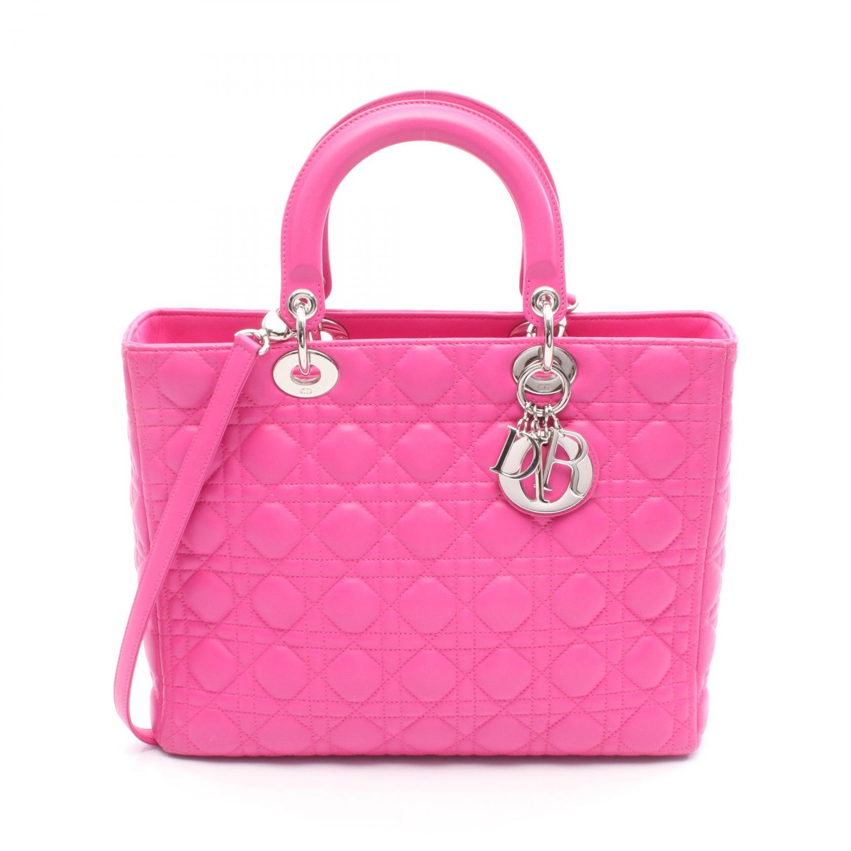 【SALE／10%OFFクーポン】ディオール Dior レディディオール ラージ ハンドバッグ バッグ レザー レディース ピンク系 【中古】