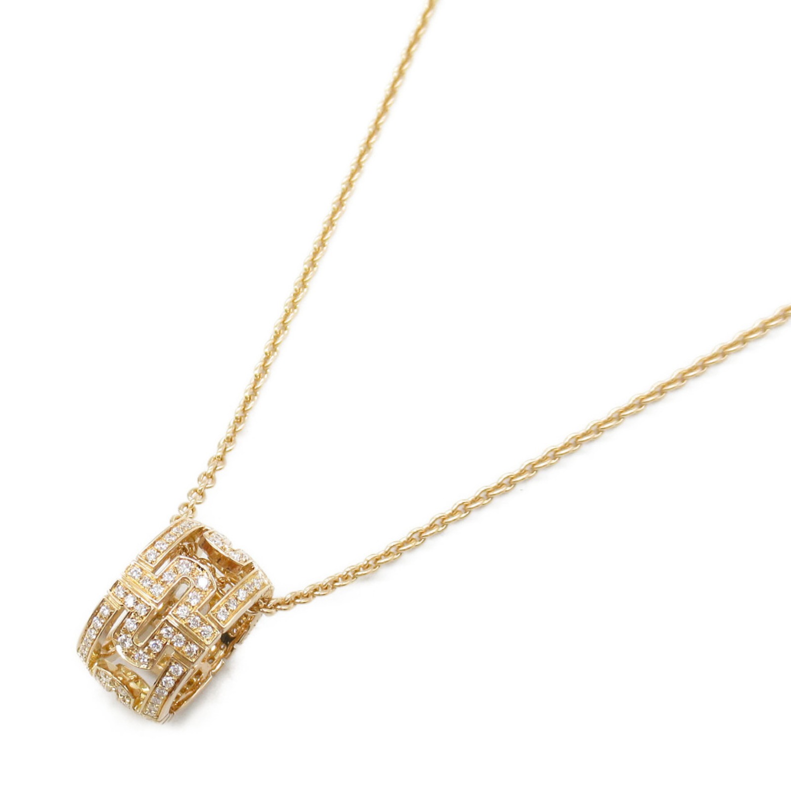 【10％OFFクーポン対象】ブルガリ BVLGARI オープンパレンテシ ダイヤ ネックレス ネックレス ジュエリー K18PG（ピンクゴールド） ダイヤモンド メンズ レディース クリア系 【中古】