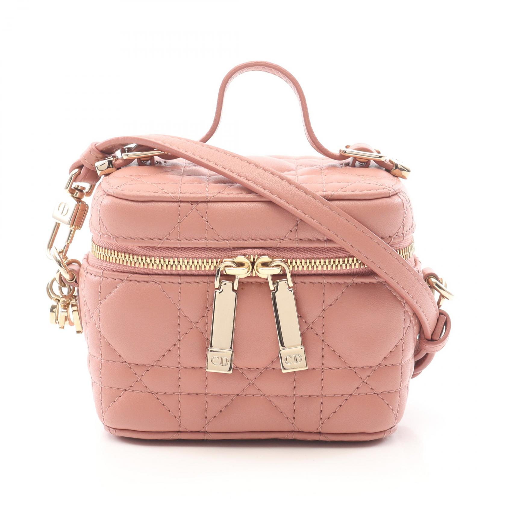 【15%OFFクーポン対象】ディオール Dior レディディオール マイクロ バニティ カナージュ ハンドバッグ バッグ レザー レディース ピンク系 【中古】
