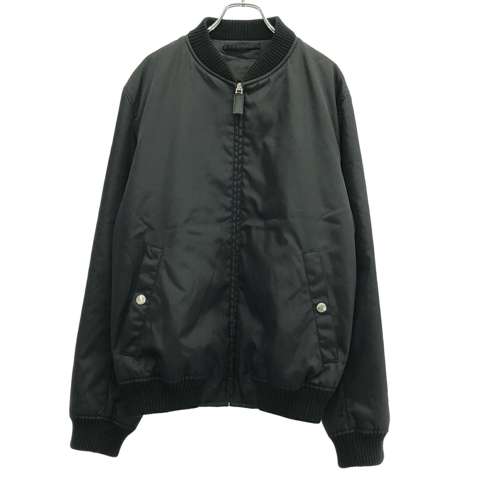 未使用⚫︎PRADA⚫︎プラダ長袖ナイロンジャケットシャツ⚫︎黒⚫︎XL PRADA】ナイロン 長袖 シャツ ジャケット 黒 Re-Nylon ロゴ