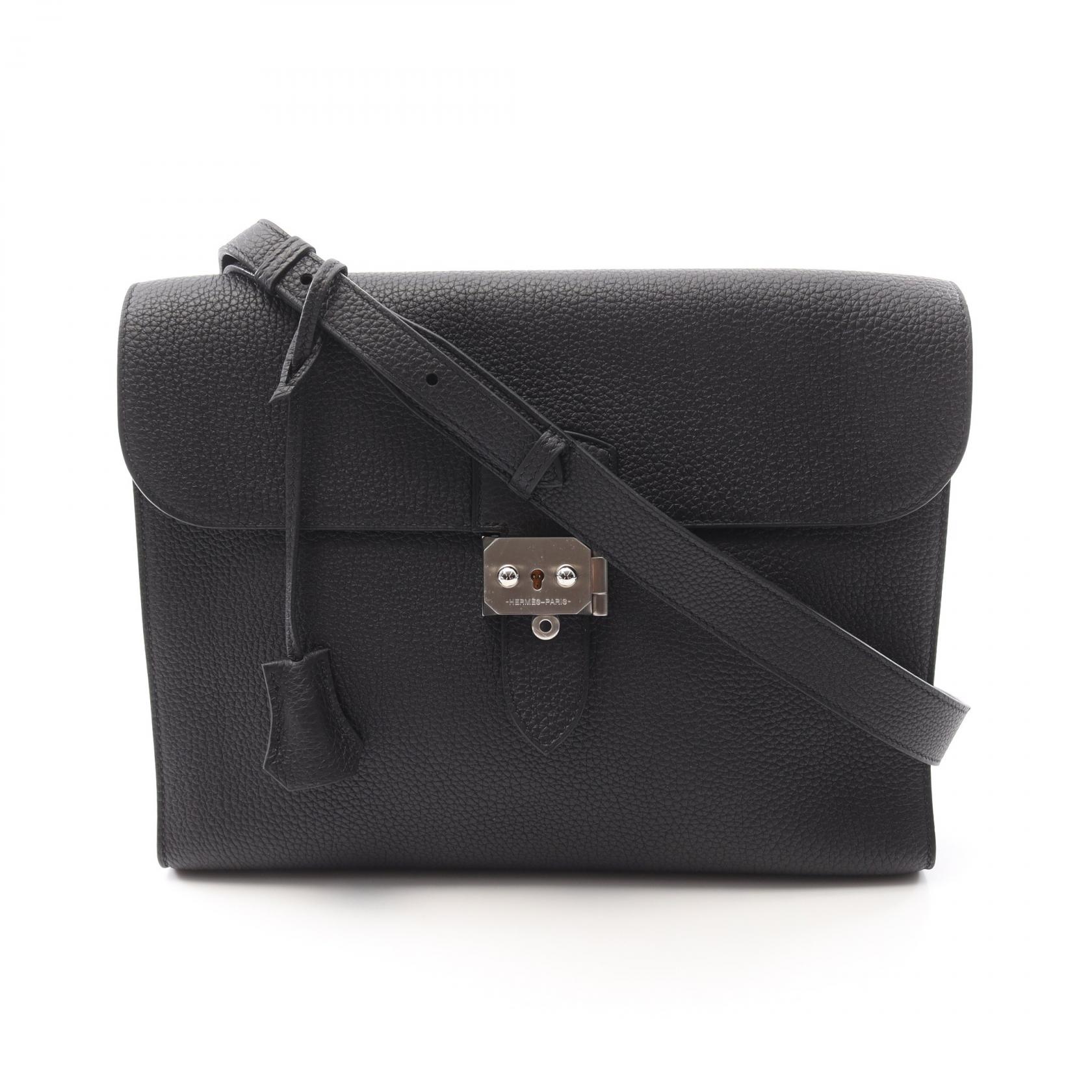 【SALE／10%OFFクーポン】エルメス HERMES サックアデペッシュ29 ショルダーバッグ バッグ レザー トゴ トゴ メンズ ブラック系 【中古】