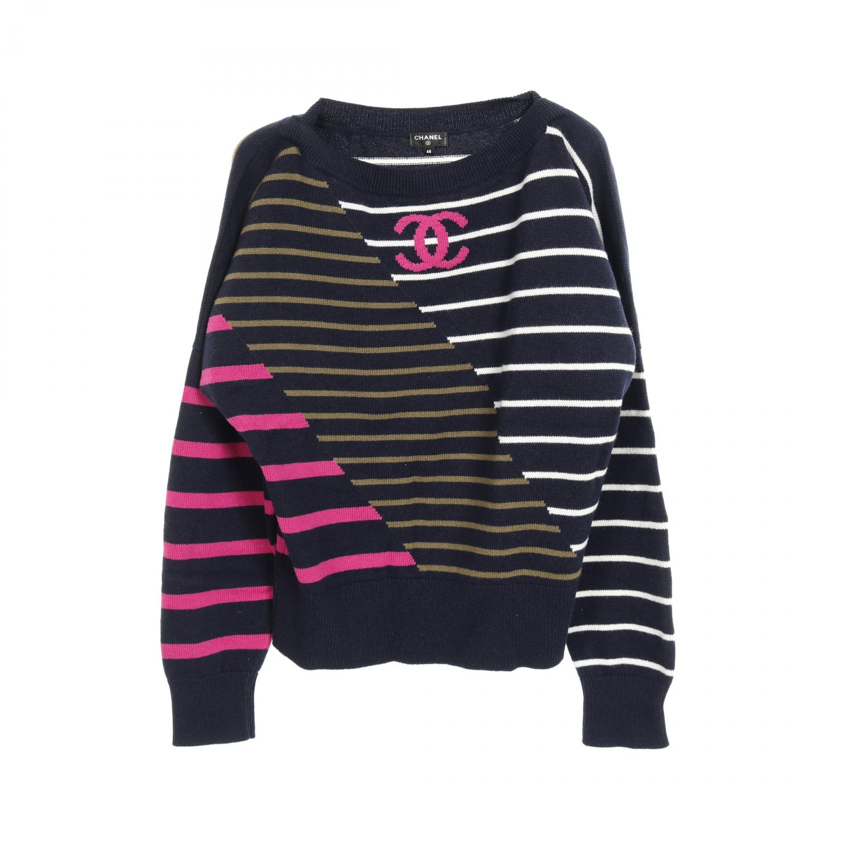 楽天市場】CHANEL シャネル ニット カシミヤ ネイビー ピンク 36