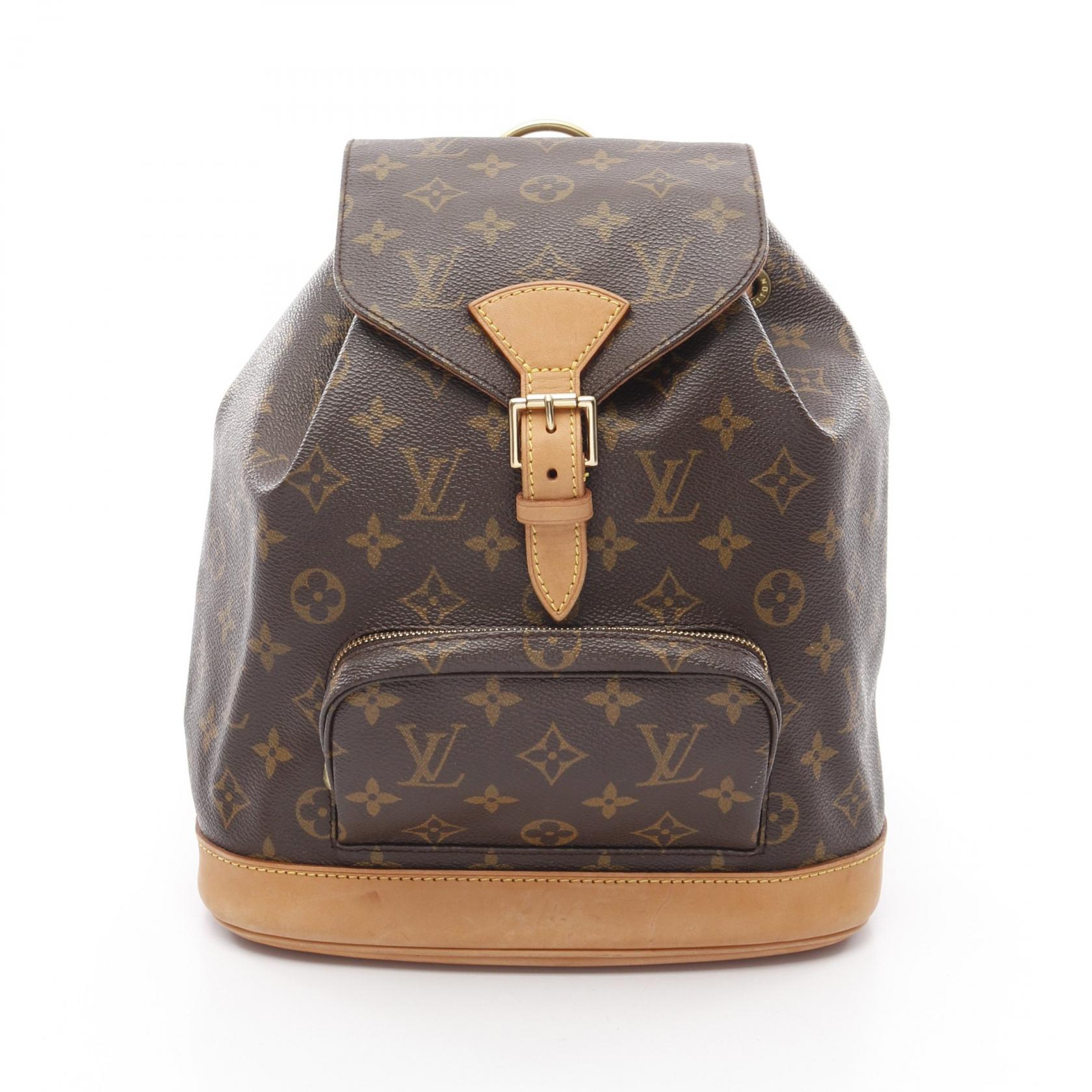 【SALE／1万円OFFクーポン】ルイ・ヴィトン LOUIS VUITTON モンスリMM リュックサック バックパック バッグ PVCコーティングキャンバス レザー モノグラム レディース ブラウン系 M51136 【中古】
