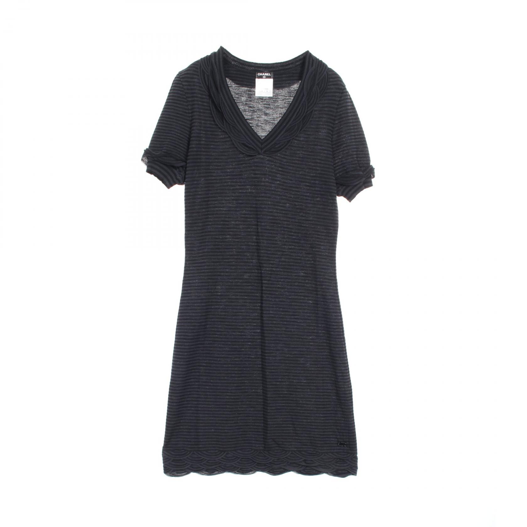 CHANEL ダークグレー 半袖ワンピース 楽天市場】CHANEL シャネル 半袖 五分丈 ワンピース レーヨン ウール