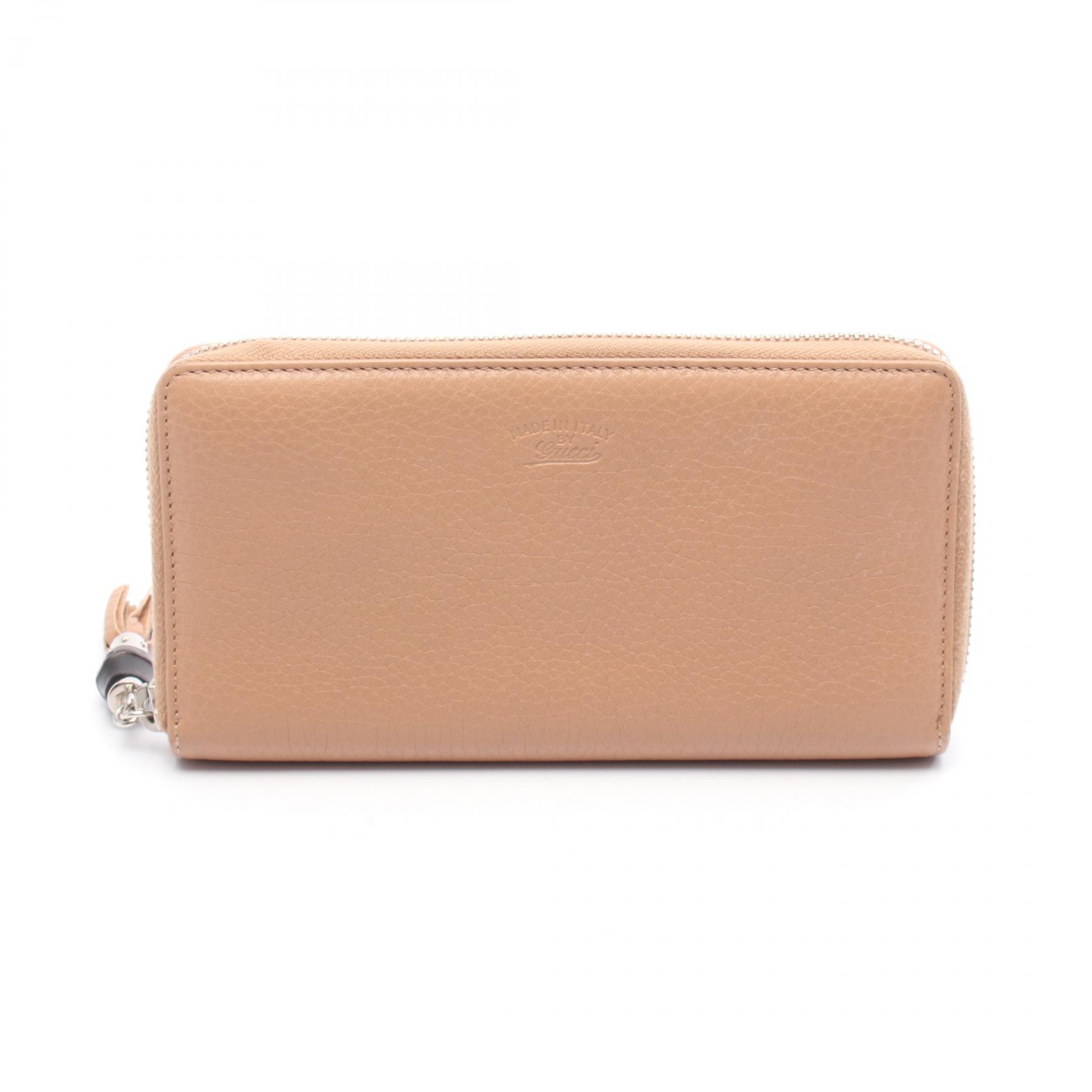 グッチ GUCCI バンブー ラウンド長財布 財布 レザー レディース ピンク系 307984 【中古】