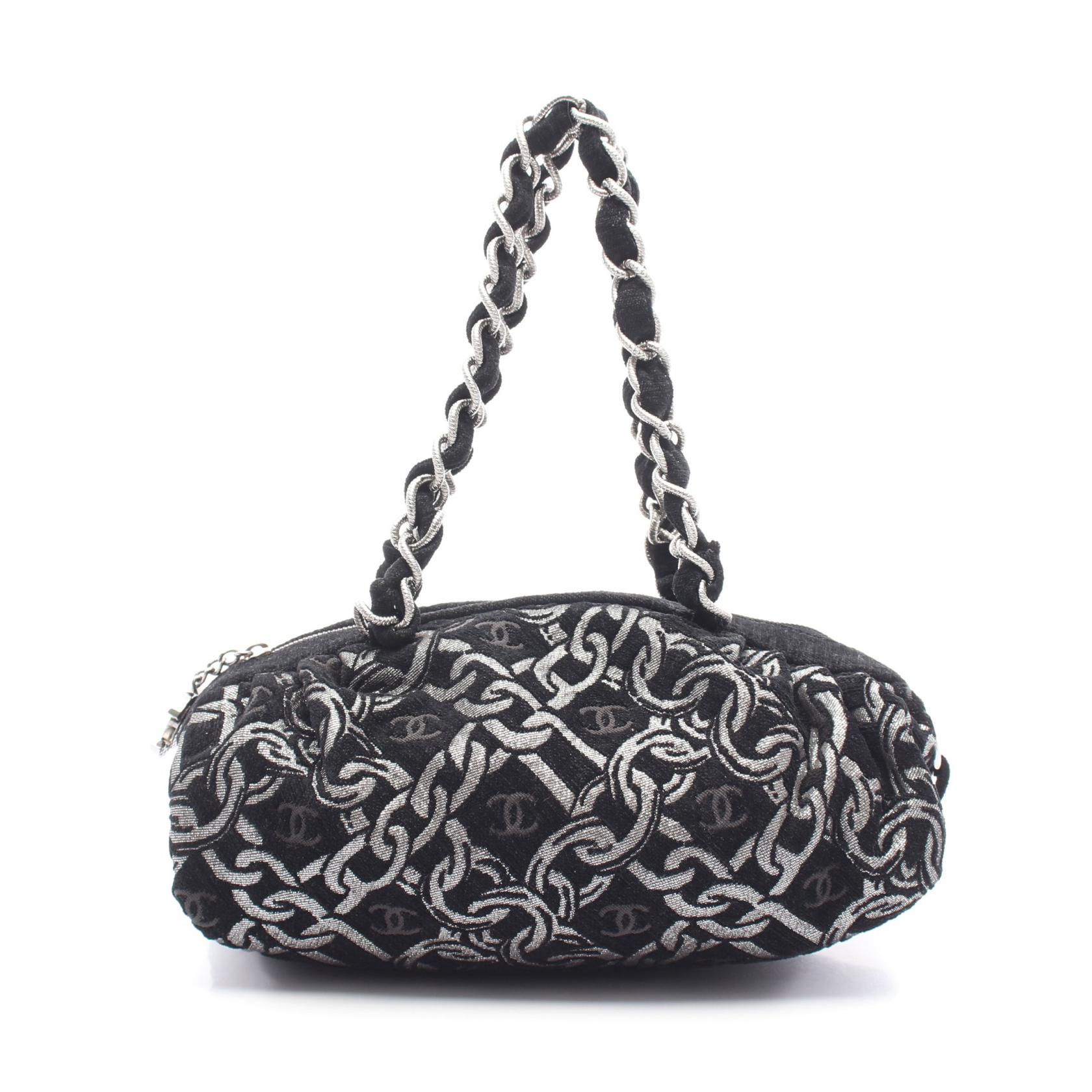 【ポイント5倍／～4/10(金)23:59】シャネル CHANEL ココマーク ハンドバッグ バッグ ファブリック レディース ブラック系 【中古】