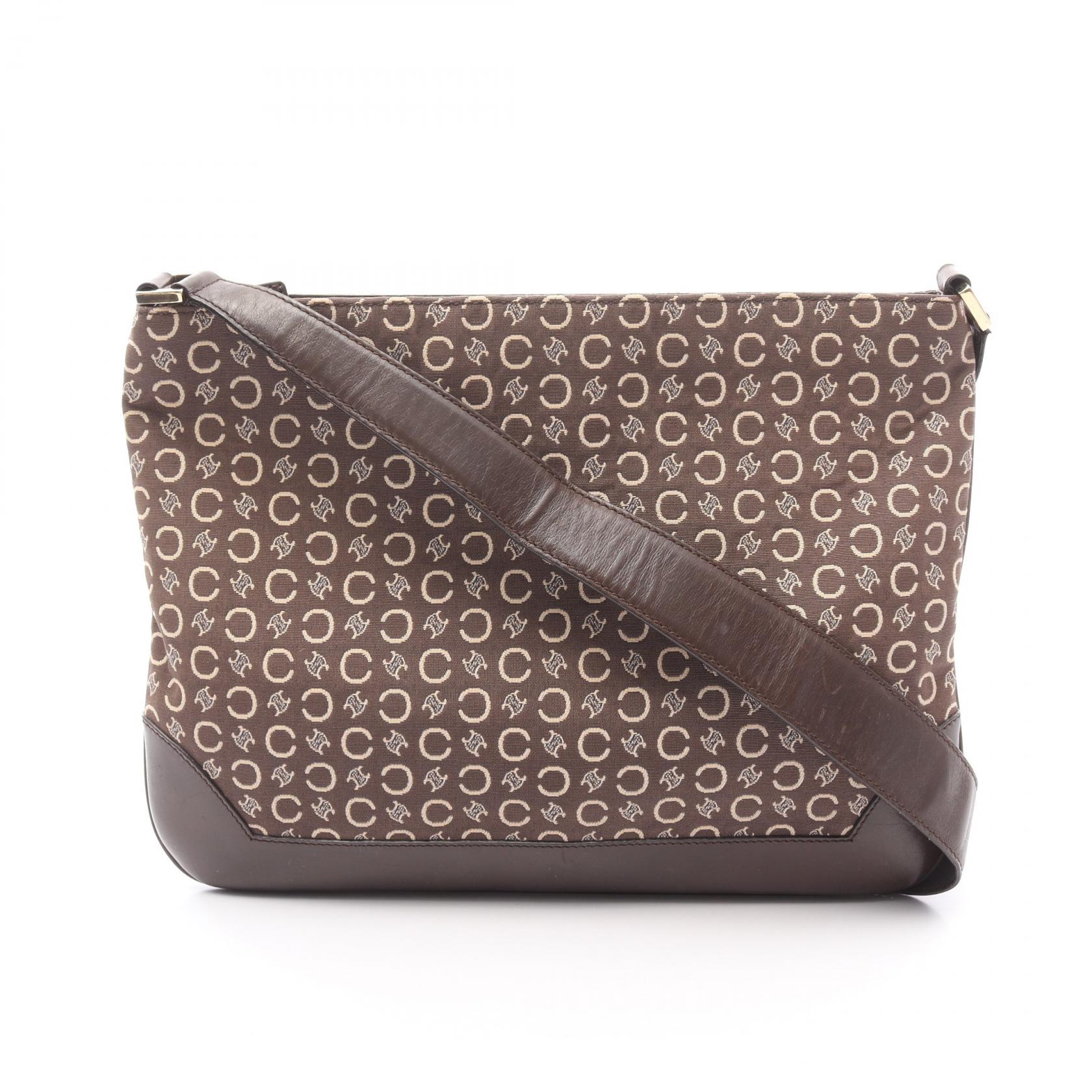 《全品5%クーポン×P5倍》セリーヌ CELINE Cマカダム ショルダーバッグ バッグ キャンバス レザー レディース ブラウン系 【中古】 32,240円