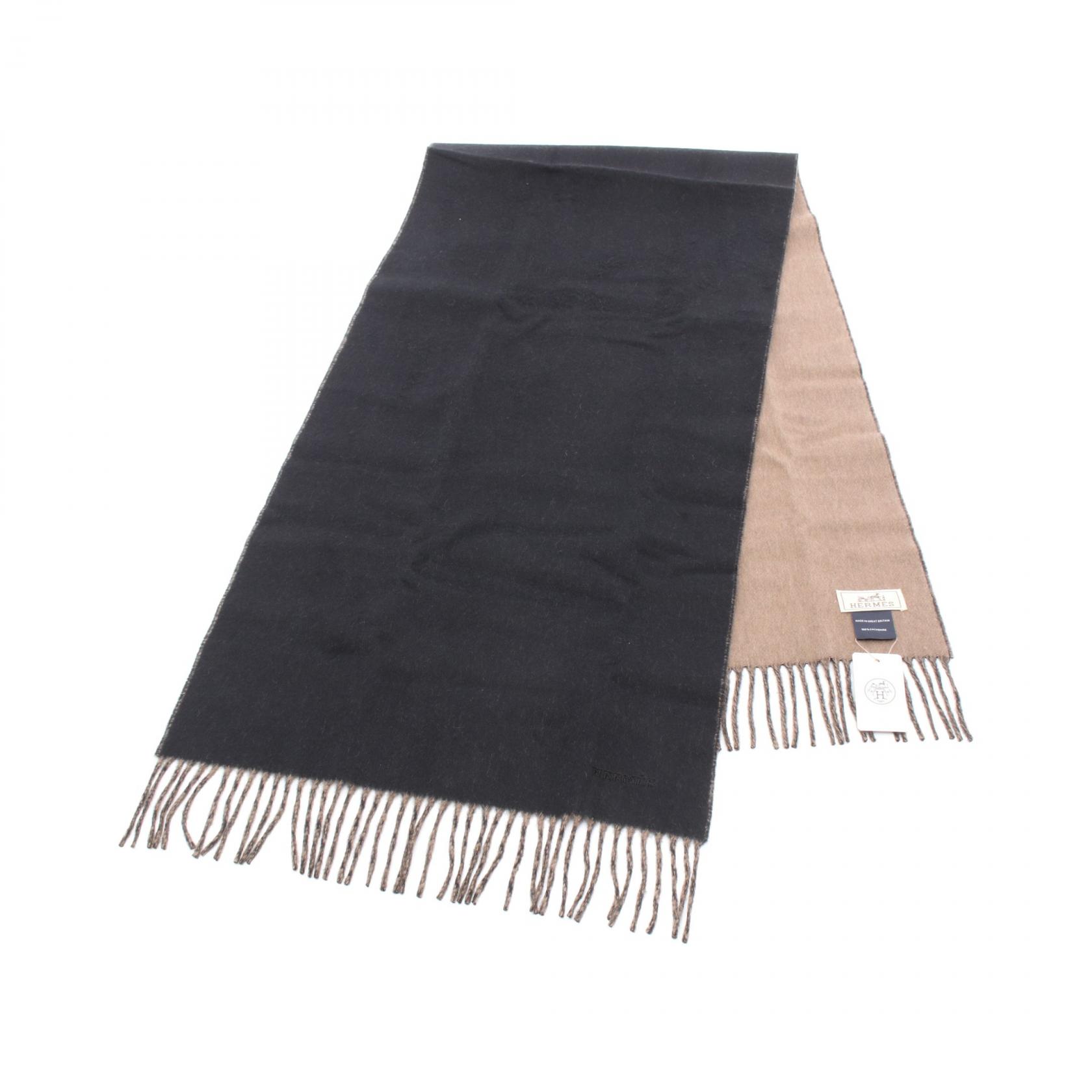 HERMÉS リバーシブルマフラー ネイビー/ブラウン 未使用品となります。 エルメスマフラー リバーシブル 茶/紺 メンズ マフラー HERMES – 銀蔵