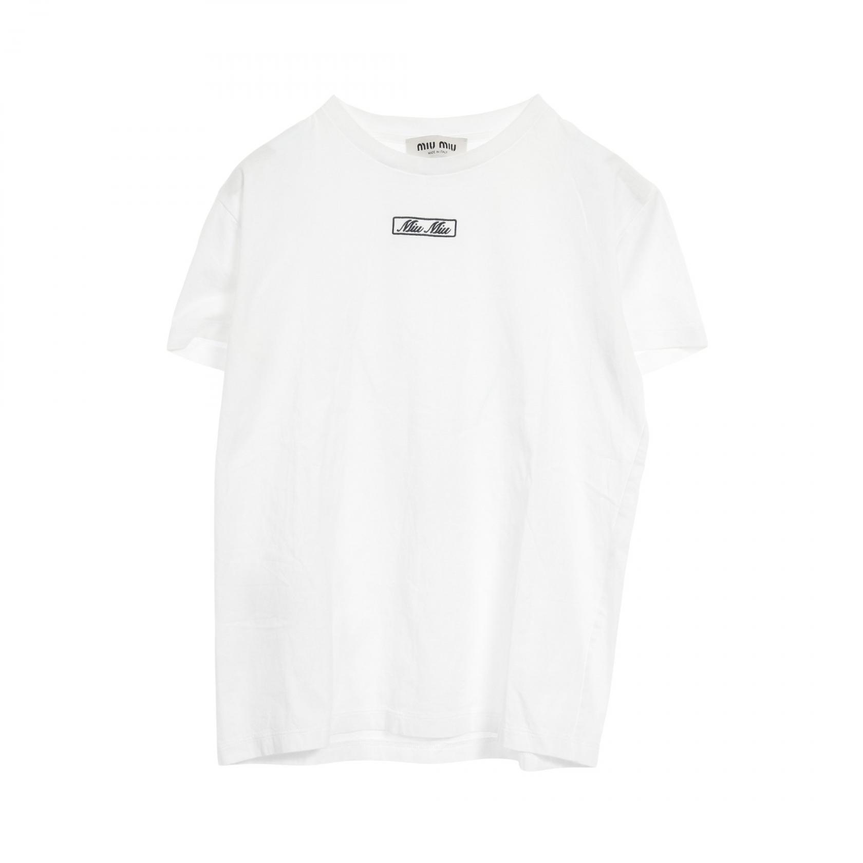 miu miu フリル付きVネックTシャツ XS ホワイト MIU MIU（Tシャツ(半袖/袖なし)）のフリマアイテム一覧