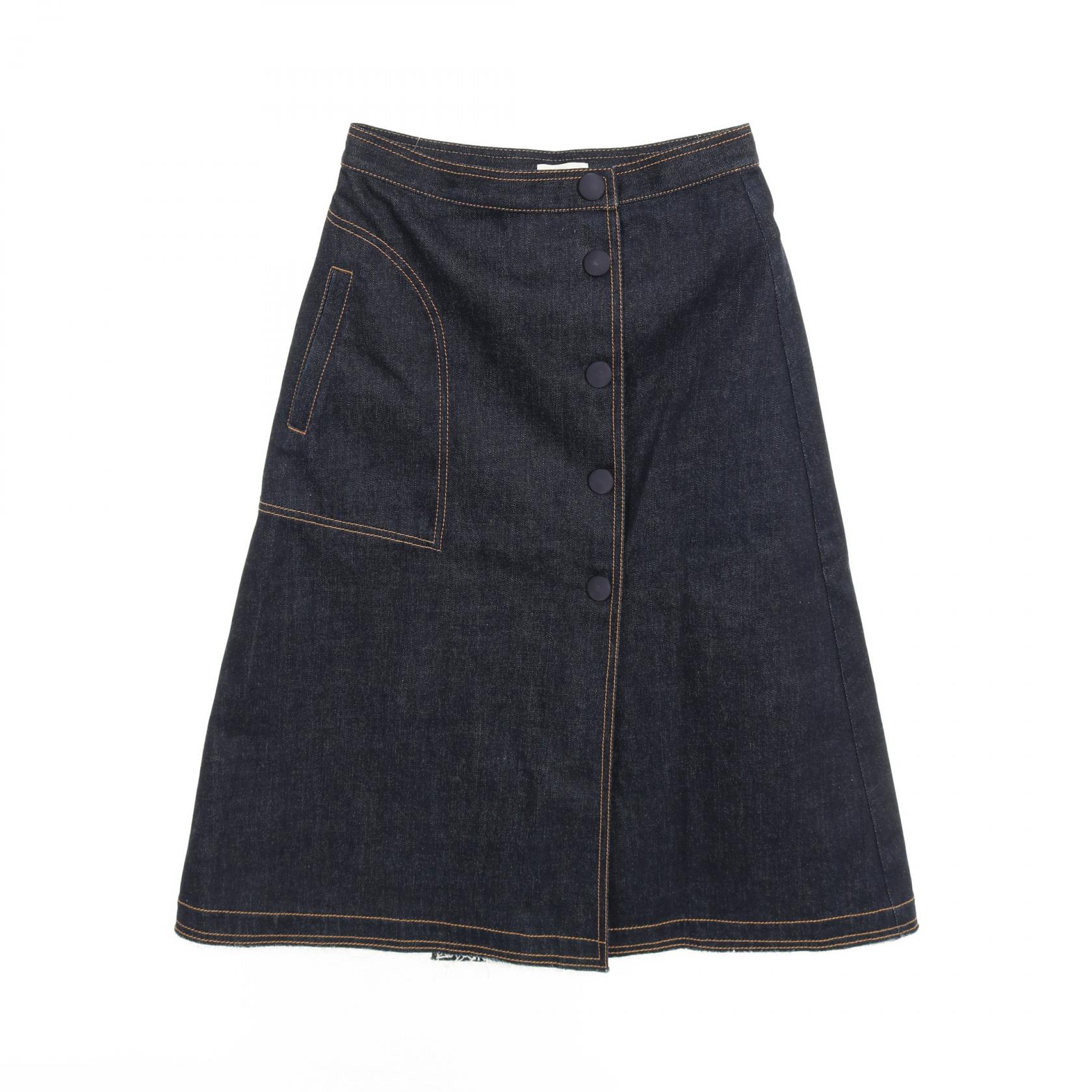 《全品5%クーポン×P5倍》モンクレール MONCLER スカート 衣料品 ボトムス コットン レディース ネイビー系 2D70700 【中古】