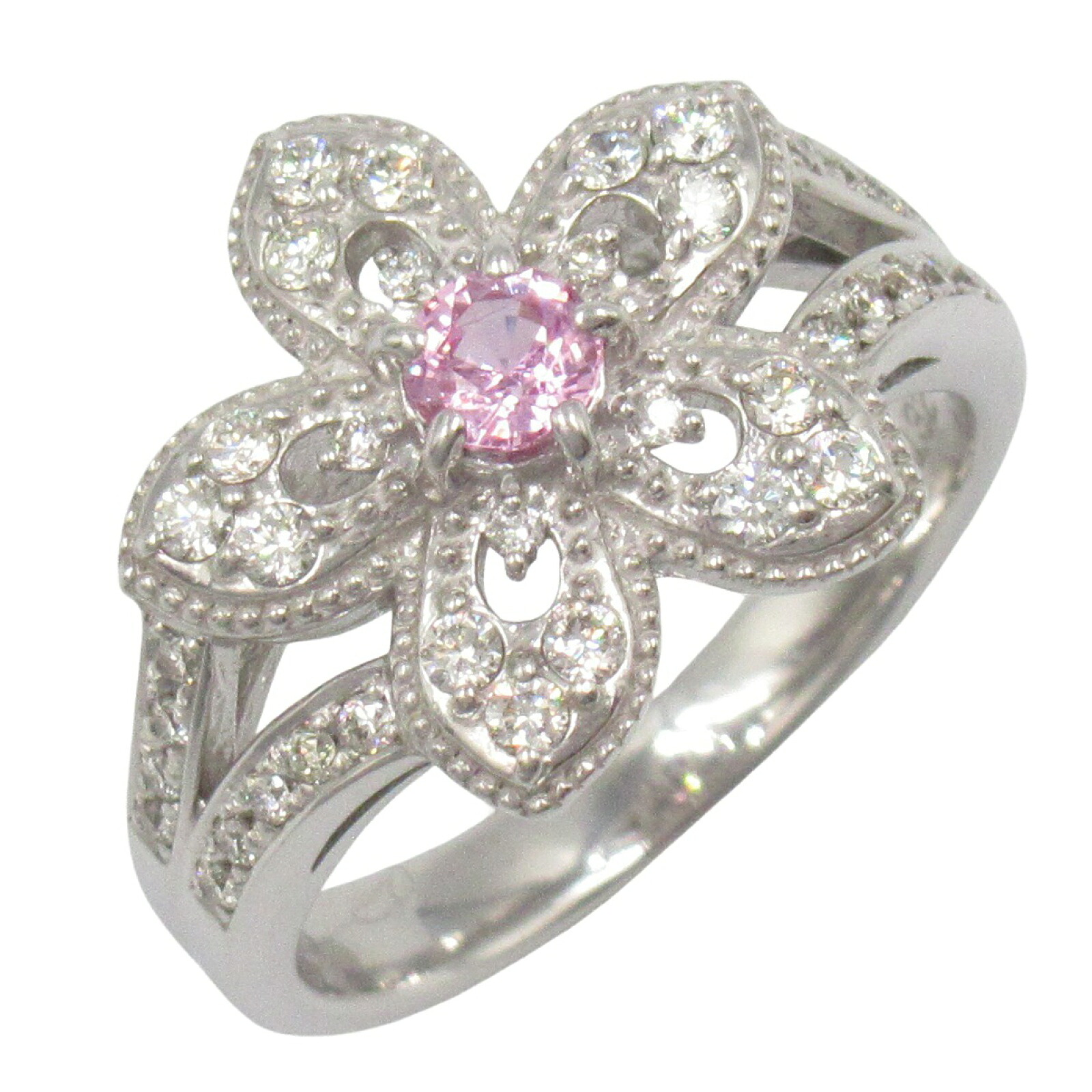 【15%OFFクーポン対象】ジュエリー JEWELRY サファイア ダイヤモンド リング リング・指輪 ジュエリー K18WG（ホワイトゴールド） ダイヤモンド サファイア レディース クリア系 / ピンク系 ｻﾌｧｲｱ 7.0g 【中古】