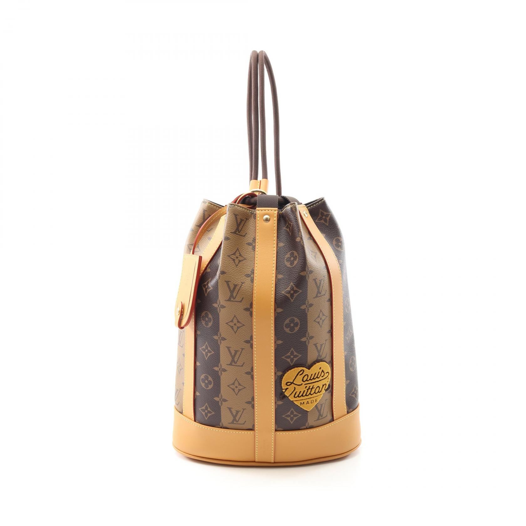 【15%OFFクーポン対象】ルイ・ヴィトン LOUIS VUITTON LOUIS VUITTON × NIGO ランドネ メッセンジャー ショルダーバッグ バッグ PVCコーティングキャンバス レザー モノグラム・ストライプ メンズ ブラウン系 M45968 【中古】