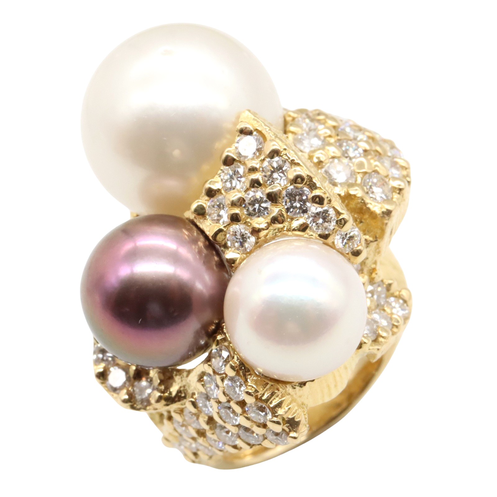 【SALE／10%OFFクーポン】ジュエリー JEWELRY パール ダイヤモンド リング リング・指輪 ジュエリー K18（イエローゴールド） ダイヤモンド パール レディース ホワイト系 / クリア系 ﾀﾞｲﾔ 24.1g 【中古】