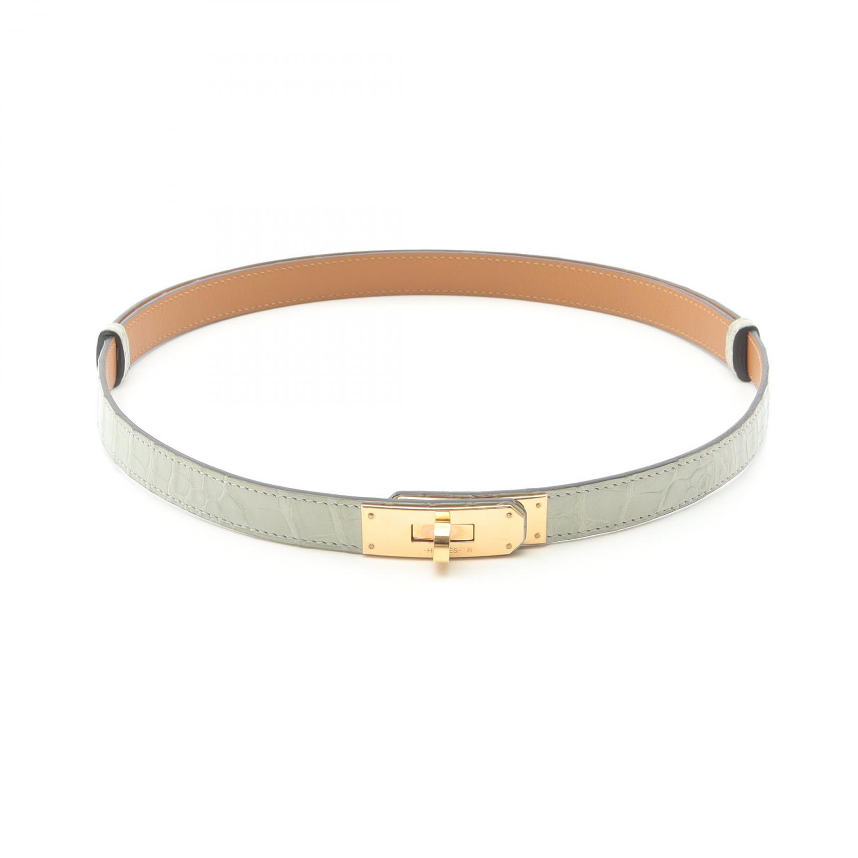 【SALE/2万円OFFクーポン】エルメス HERMES ケリーベルト ベルト 衣料品 アリゲーターマット アリゲーターマット レディース グリーン系 【中古】